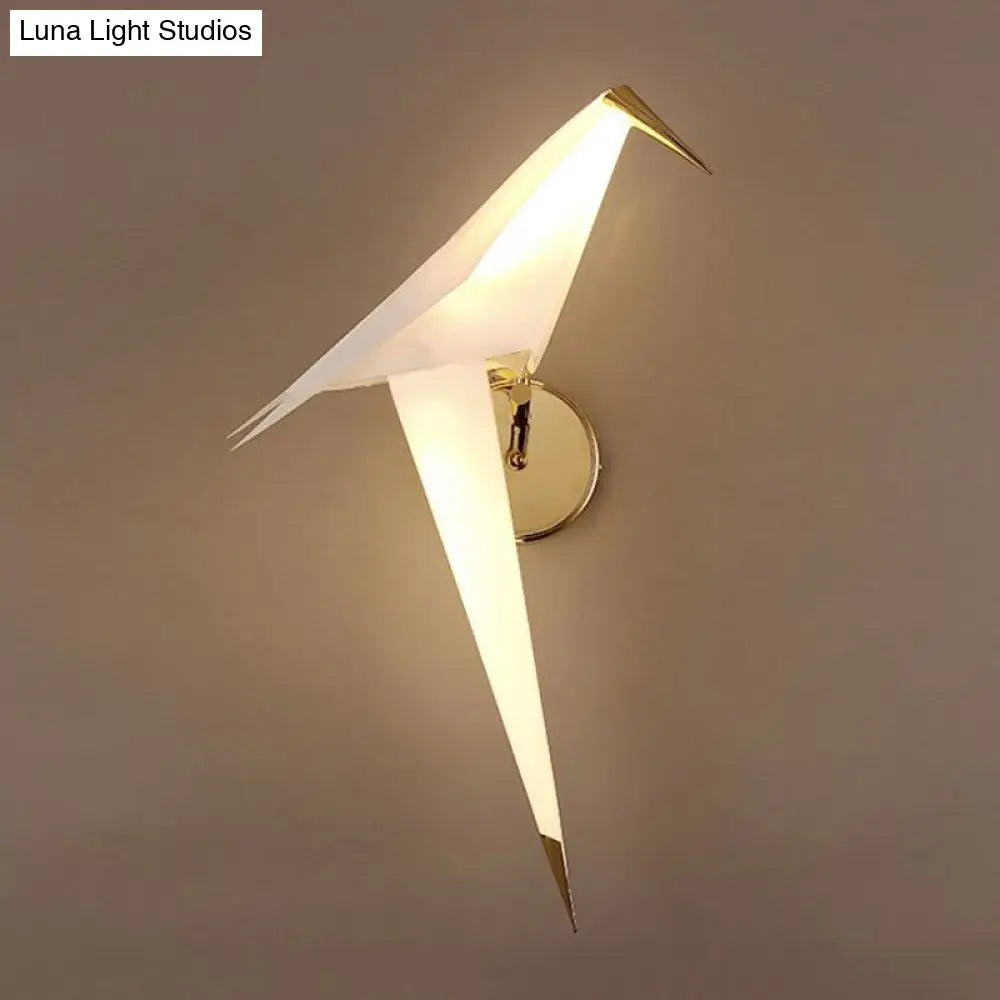 1/2-Light Dining Room Sconce With Birdie Plastic Shade: Modernist White Wall Lamp In Warm/White