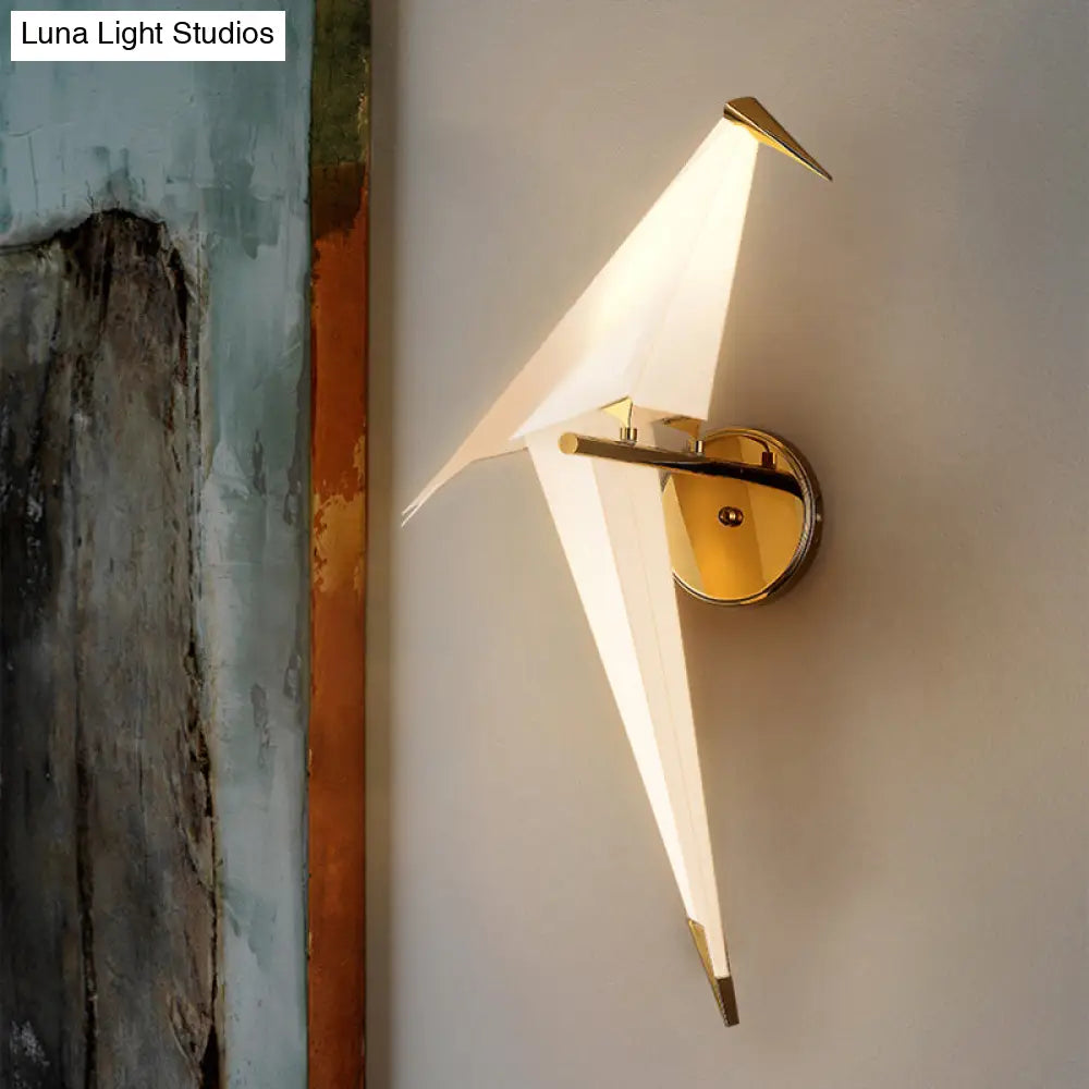 1/2-Light Dining Room Sconce With Birdie Plastic Shade: Modernist White Wall Lamp In Warm/White