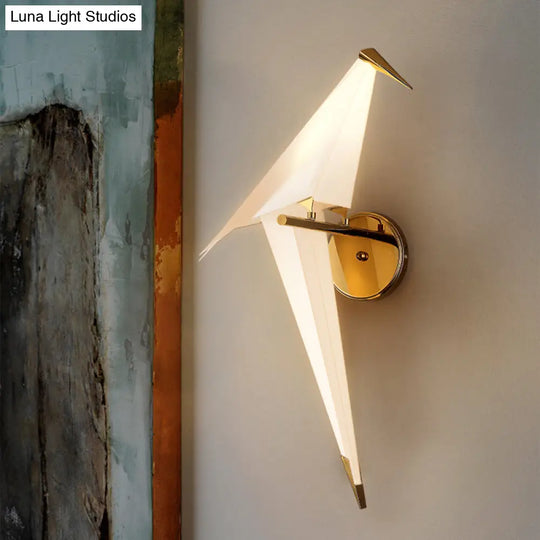 1/2-Light Dining Room Sconce With Birdie Plastic Shade: Modernist White Wall Lamp In Warm/White