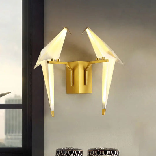 1/2-Light Dining Room Sconce With Birdie Plastic Shade: Modernist White Wall Lamp In Warm/White