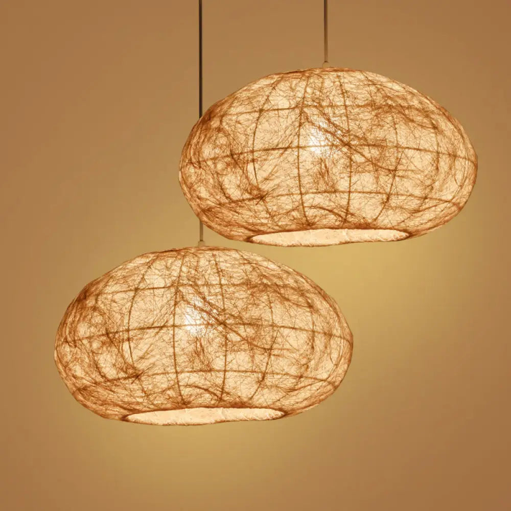 1-Bulb Asian Ceiling Pendant Light With Wood Lantern Design And Bamboo Shade