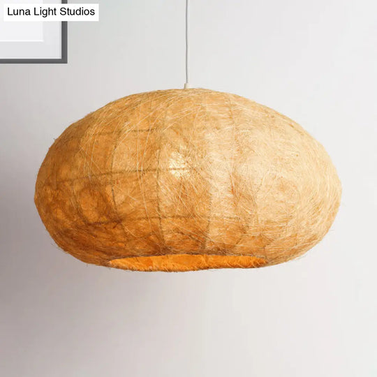 1-Bulb Asian Ceiling Light: Wood Lantern Pendant Fixture With Bamboo Shade