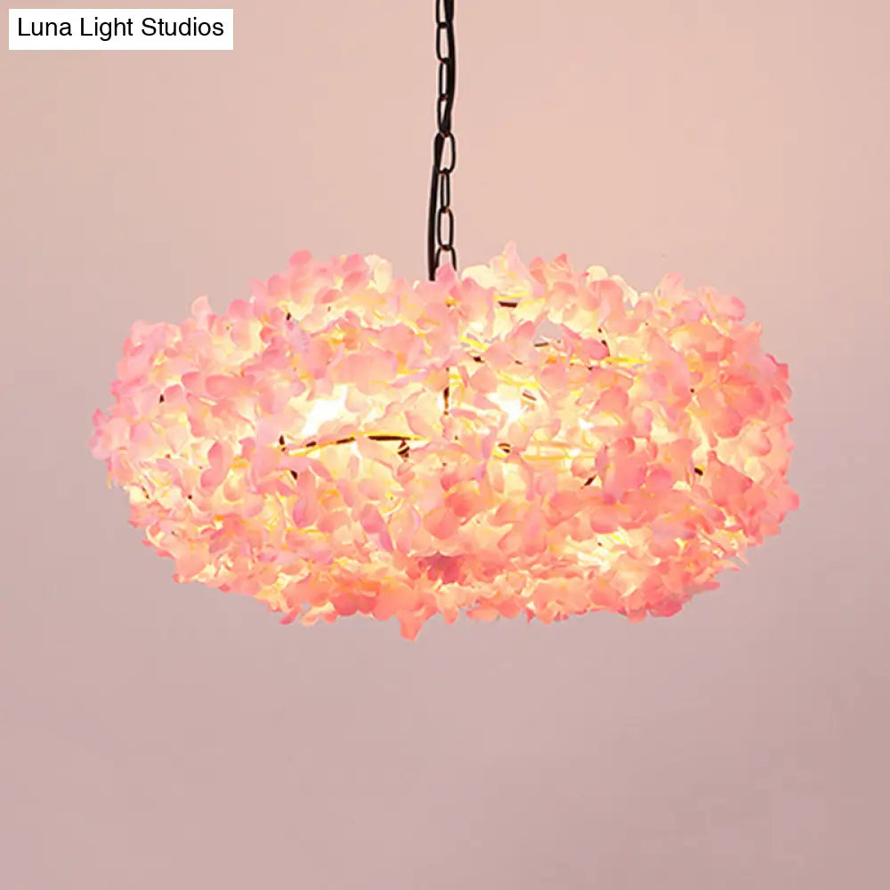 1 Bulb Industrial Flower Down Lighting Pendant Light In Black For Restaurants - Metal Led Fixture