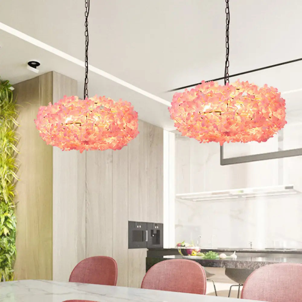 1 Bulb Industrial Flower Down Lighting Pendant Light In Black For Restaurants - Metal Led Fixture
