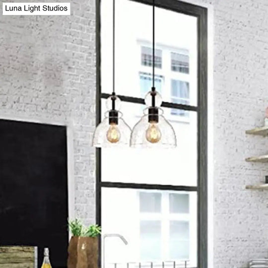 1-Bulb Industrial Gourd Shaped Pendant Light Fixture With Seeded Glass - Perfect For Diner Bar