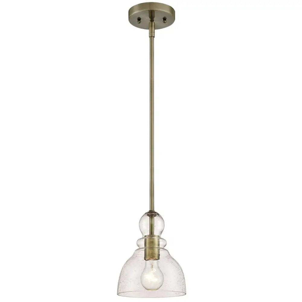 1-Bulb Industrial Gourd Shaped Light Fixture - Seeded Glass Pendant For Diner Bar Bronze