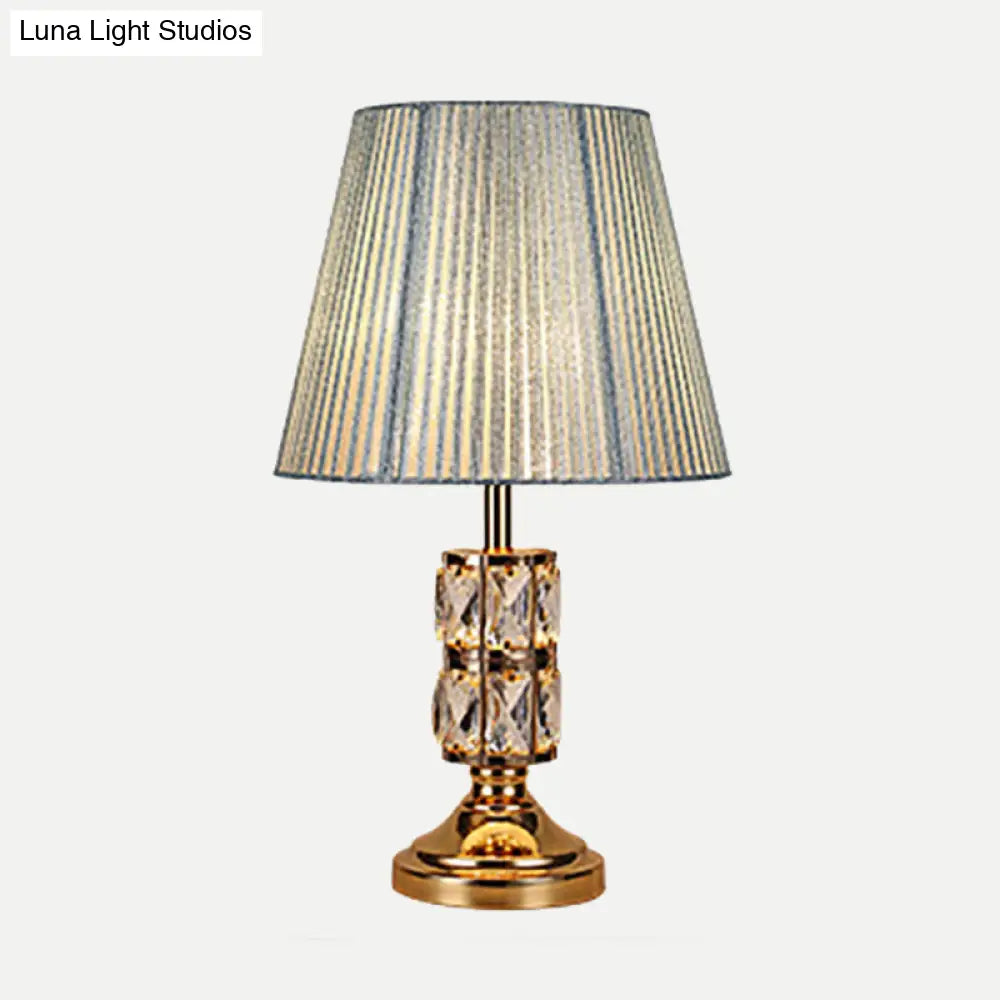 1 Bulb Modern Gold Table Lamp With Wide Flare Shade - Perfect For Dining Room Or Desk