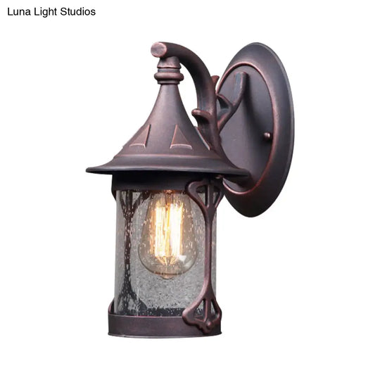 1-Bulb Seedy Glass Kerosene Lamp Wall Light In Black/Copper/Bronze - Warehouse Style