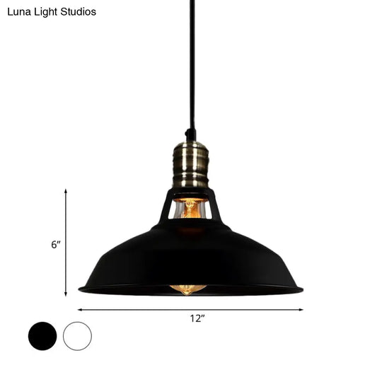 1-Head Barn Pendant Lighting Industrial Style Available In Black/White 10.5/12/15 Inch Diameter