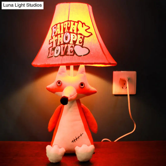 1-Head Cartoon Animal Desk Lamp For Kids Bedroom - Soft Fabric Reading Light