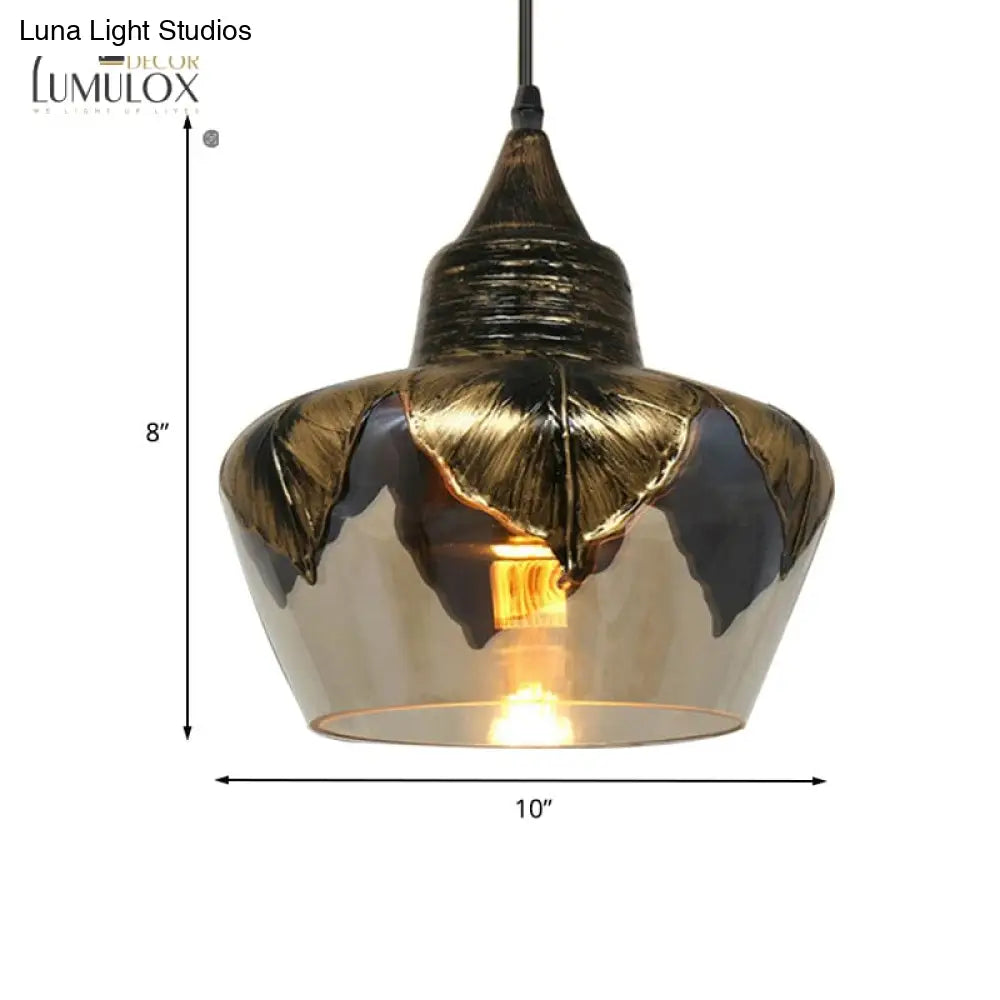 1 Head Clear Glass Colonial Style Pendant Lighting Fixture