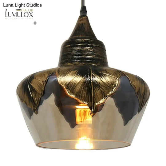 1 Head Clear Glass Colonial Style Pendant Lighting Fixture