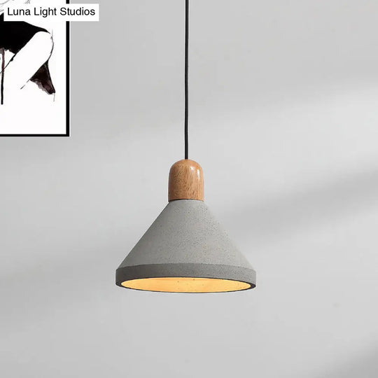 1-Head Conic Shade Farmhouse Pendant Lighting | Grey Cement Bar Ceiling Fixture