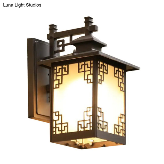 1-Head Countryside Wall Mounted Sconce Lamp With Aluminum Black Finish And Open Bottom Design