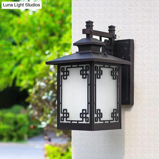 1-Head Countryside Wall Mounted Sconce Lamp With Aluminum Black Finish And Open Bottom Design