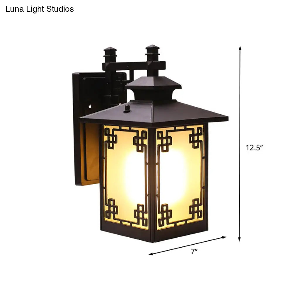 1-Head Countryside Wall Mounted Sconce Lamp With Aluminum Black Finish And Open Bottom Design