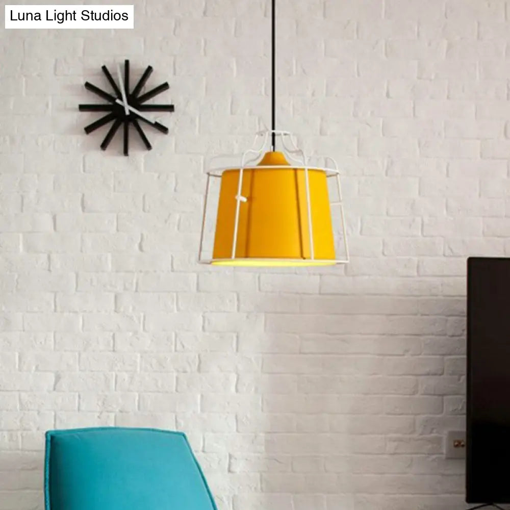 Colorful Macaron Ceiling Lamp With Metal Shade - Perfect For Dining Room Yellow