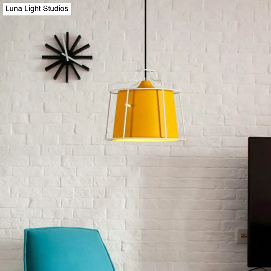 Colorful Macaron Ceiling Lamp With Metal Shade - Perfect For Dining Room Yellow