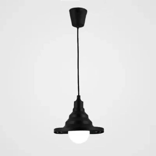 1-Head Metal Ceiling Pendant For Cafe And Restaurant - Contemporary Conical Design Black