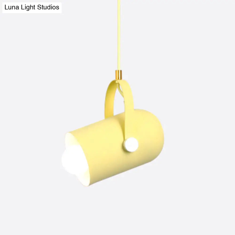 Cylindrical Metal Spotlight Pendant Lighting With Adjustable Handle - Commercial Grade Yellow