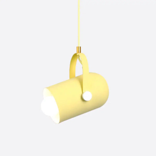 1-Head Metal Pendant Spotlight With Adjustable Handle - Commercial Macaron Lighting Yellow