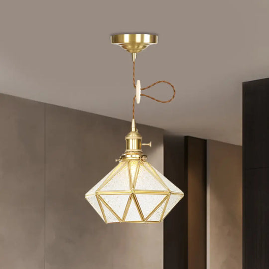 1 Head Pendant Light - Traditional Bedside Lamp With Clear Water Glass Shade In Gold / A