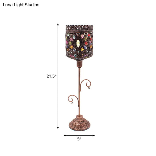 1-Light Acrylic Beaded Moroccan Night Light With Open Copper Top