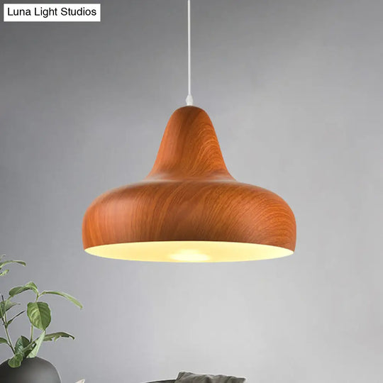 1-Light Warehouse Onion Aluminum Pendant - White/Coffee/Wood Ideal For Dining Room