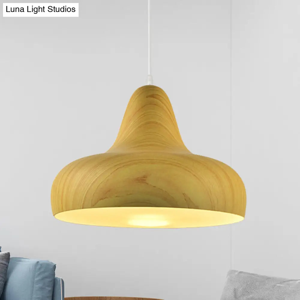 1-Light Warehouse Onion Aluminum Pendant - White/Coffee/Wood Ideal For Dining Room Wood