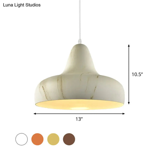 1-Light Warehouse Onion Aluminum Pendant - White/Coffee/Wood Ideal For Dining Room