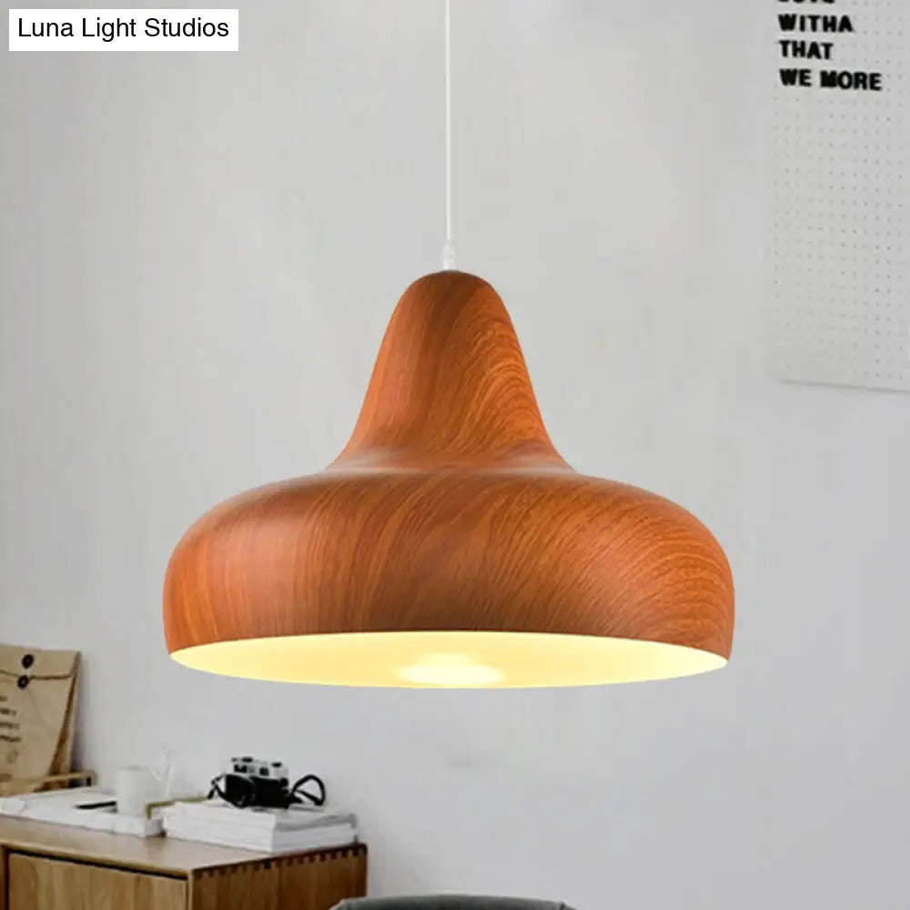 1-Light Warehouse Onion Aluminum Pendant - White/Coffee/Wood Ideal For Dining Room Red Brown