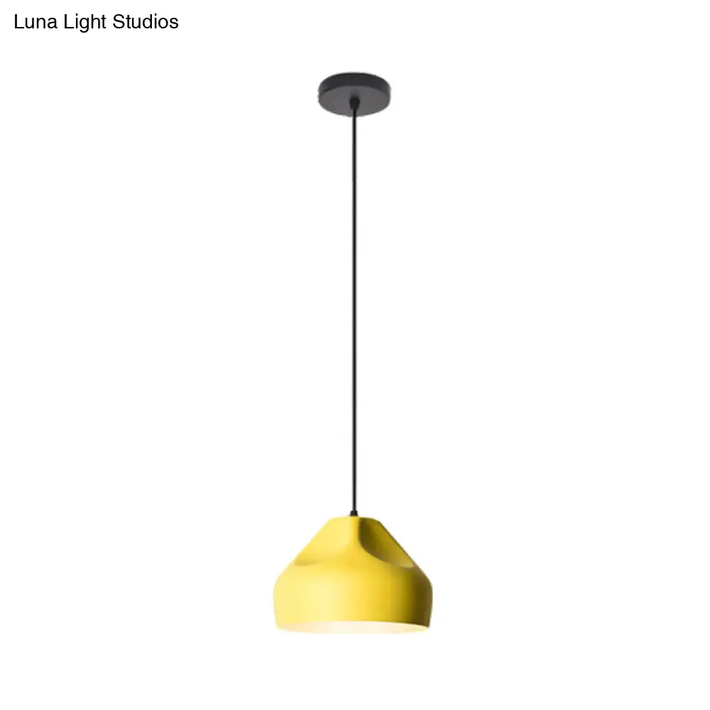 1-Light Bakery Pendant Light With Macaron Black/Yellow/Green Hanging Kit & Aluminum Shade