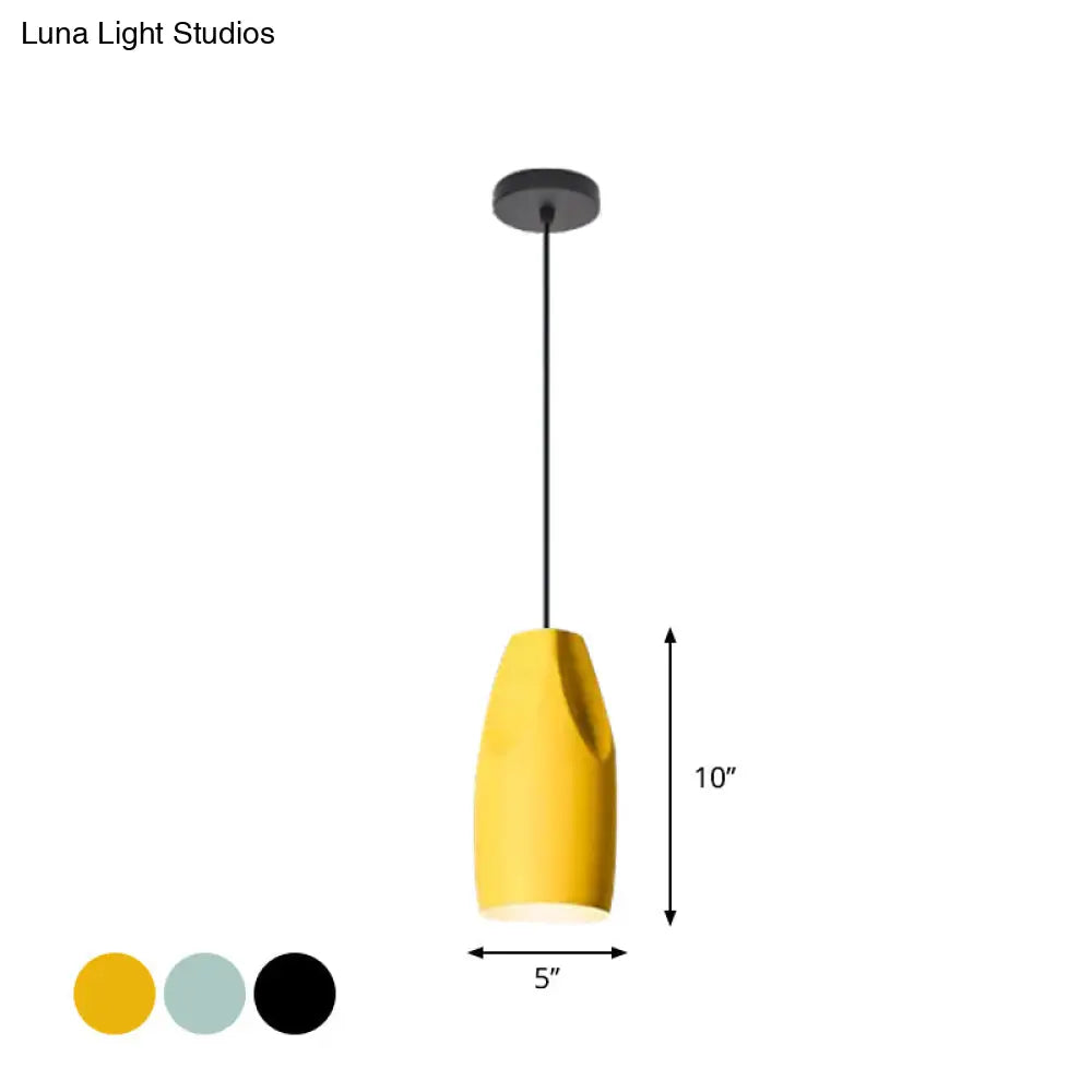 1-Light Bakery Pendant Light With Macaron Black/Yellow/Green Hanging Kit & Aluminum Shade