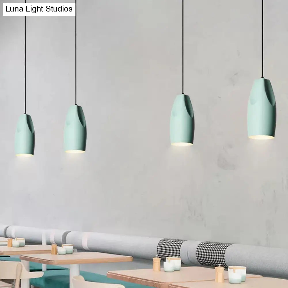 1-Light Bakery Pendant Light With Macaron Black/Yellow/Green Hanging Kit & Aluminum Shade