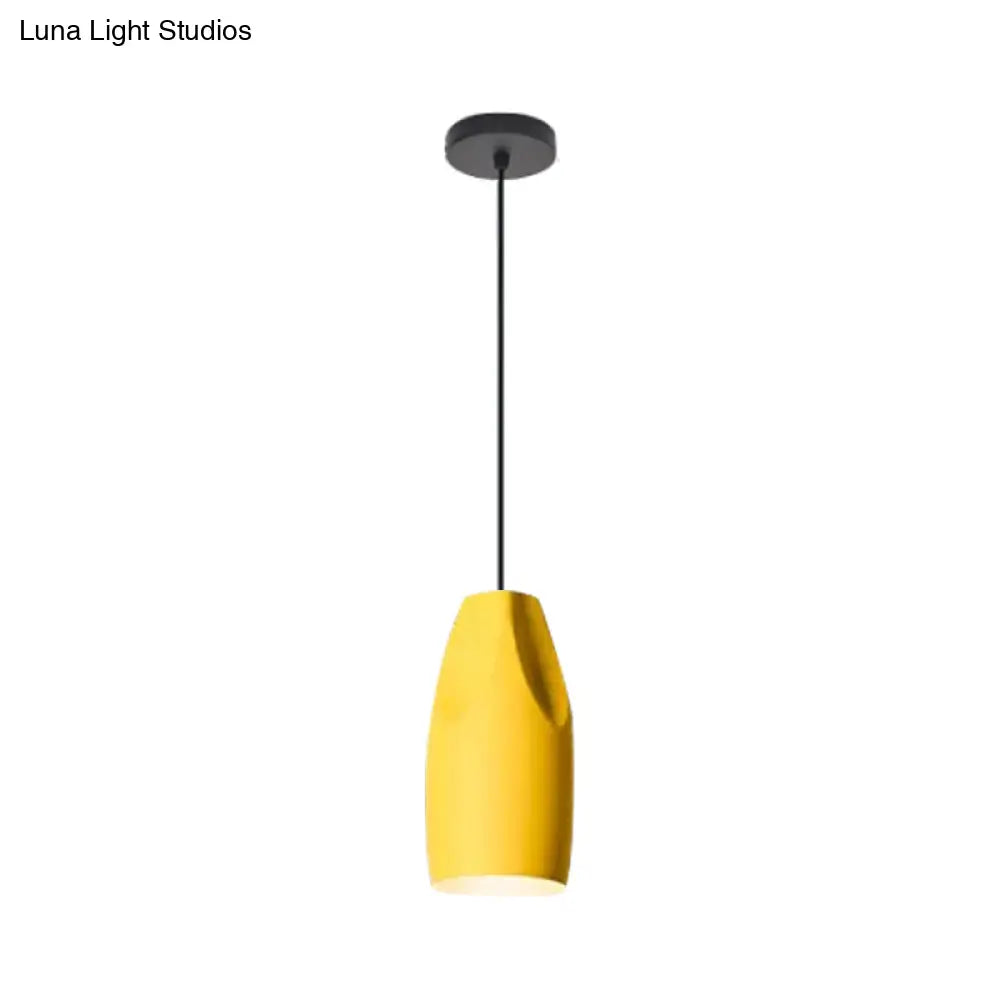 1-Light Bakery Pendant Light With Macaron Black/Yellow/Green Hanging Kit & Aluminum Shade