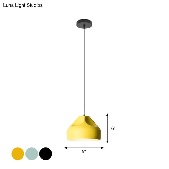 1-Light Bakery Pendant Light With Macaron Black/Yellow/Green Hanging Kit & Aluminum Shade