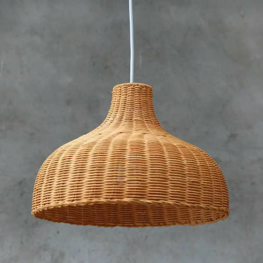 1-Light Bamboo Onion Shaped Hanging Lamp - Asian Style Pendant Fixture For Living Room Wood / 14