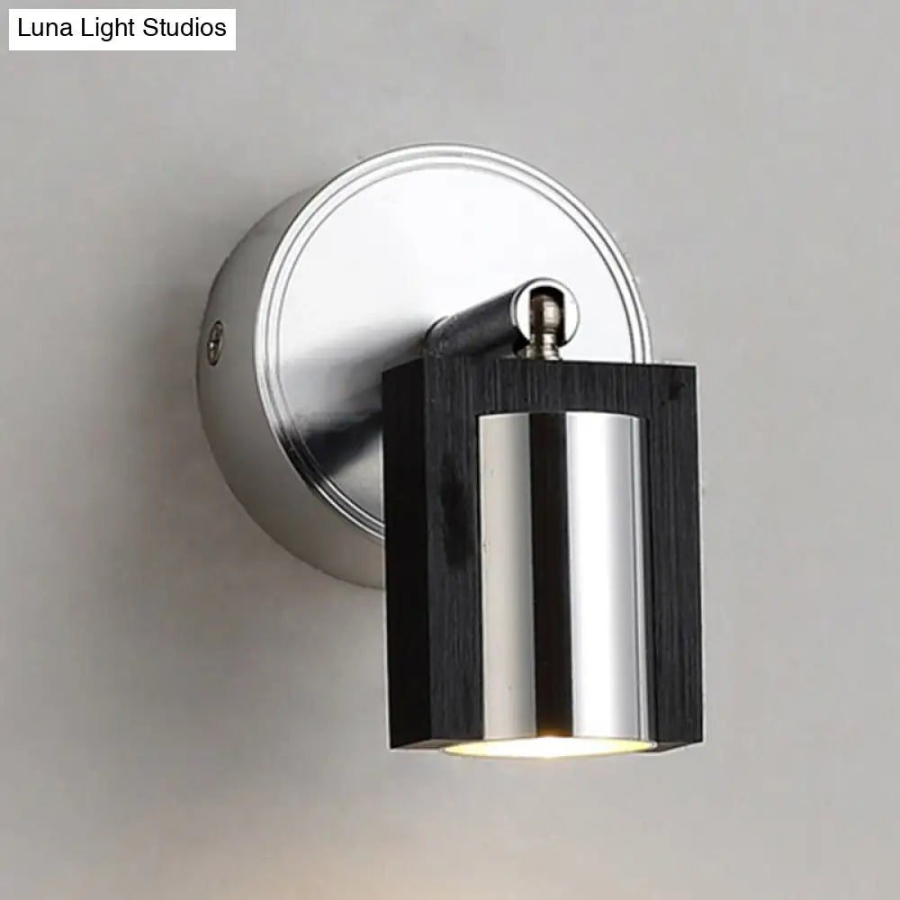 1-Light Bedroom Wall Sconce In Black With Metal Shade Warm/White Lighting