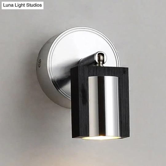 1-Light Bedroom Wall Sconce In Black With Metal Shade Warm/White Lighting