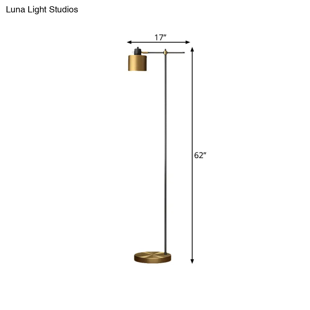 1-Light Brass Floor Lamp With Metal Shade - Perfect For Reading In The Living Room