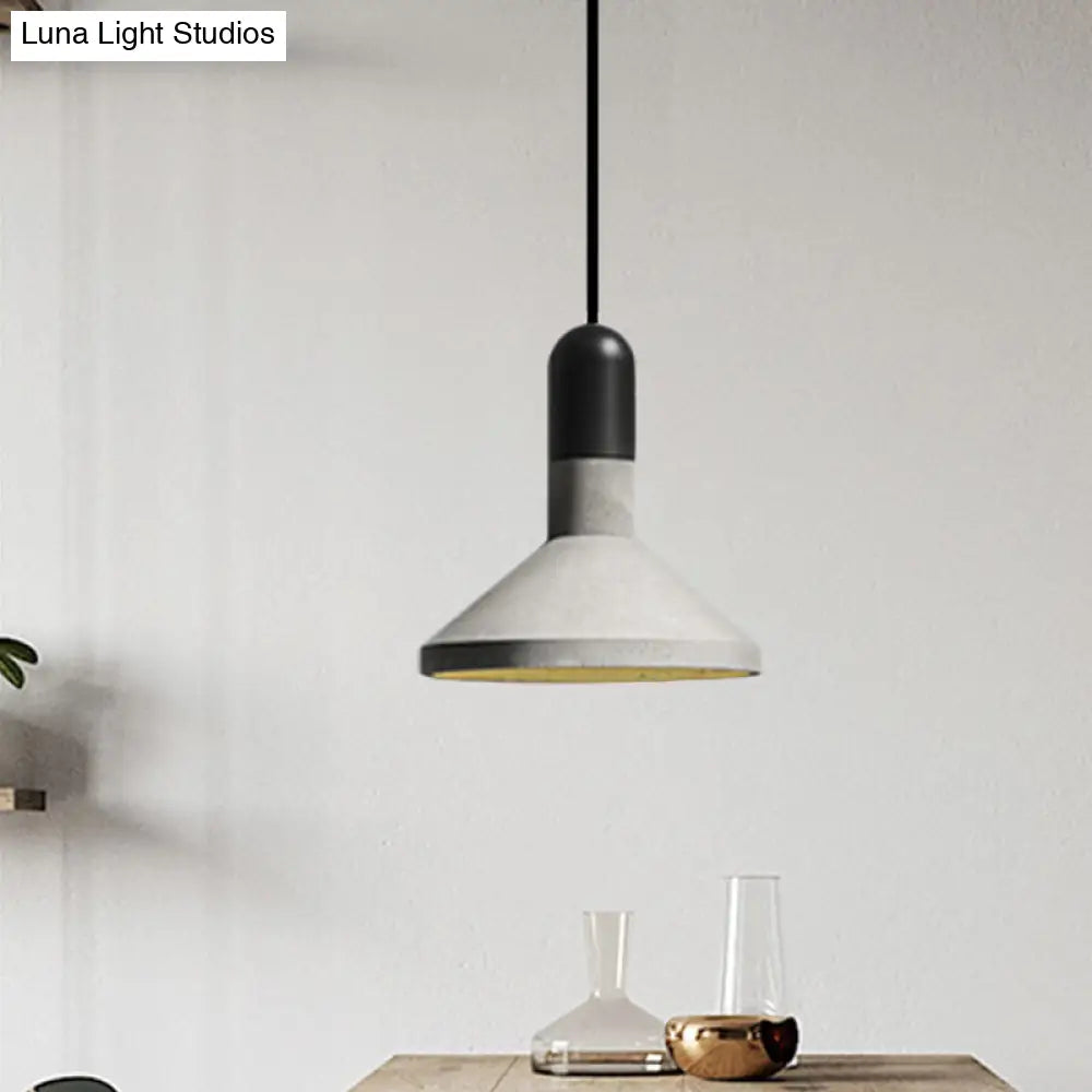 Loft Style Hanging Lamp With Cement Red/Black And Wood Finish - Perfect For Dining Table