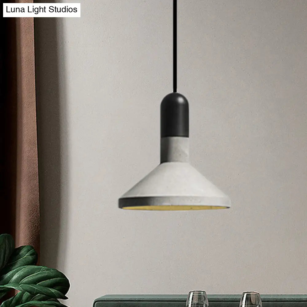 Loft Style Hanging Lamp With Cement Red/Black And Wood Finish - Perfect For Dining Table Black