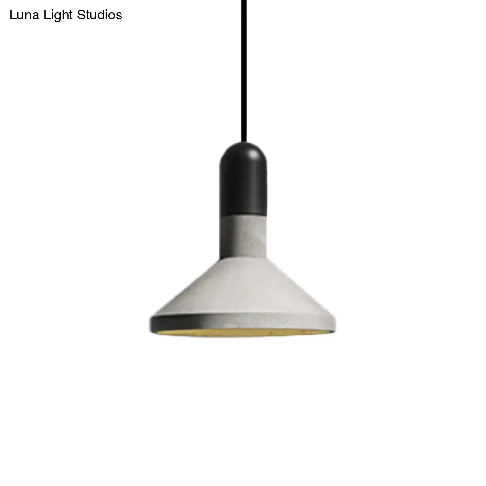 1-Light Cement Red/Black/Wood Hanging Lamp - Loft Style Pendant Ceiling Light For Dining Table