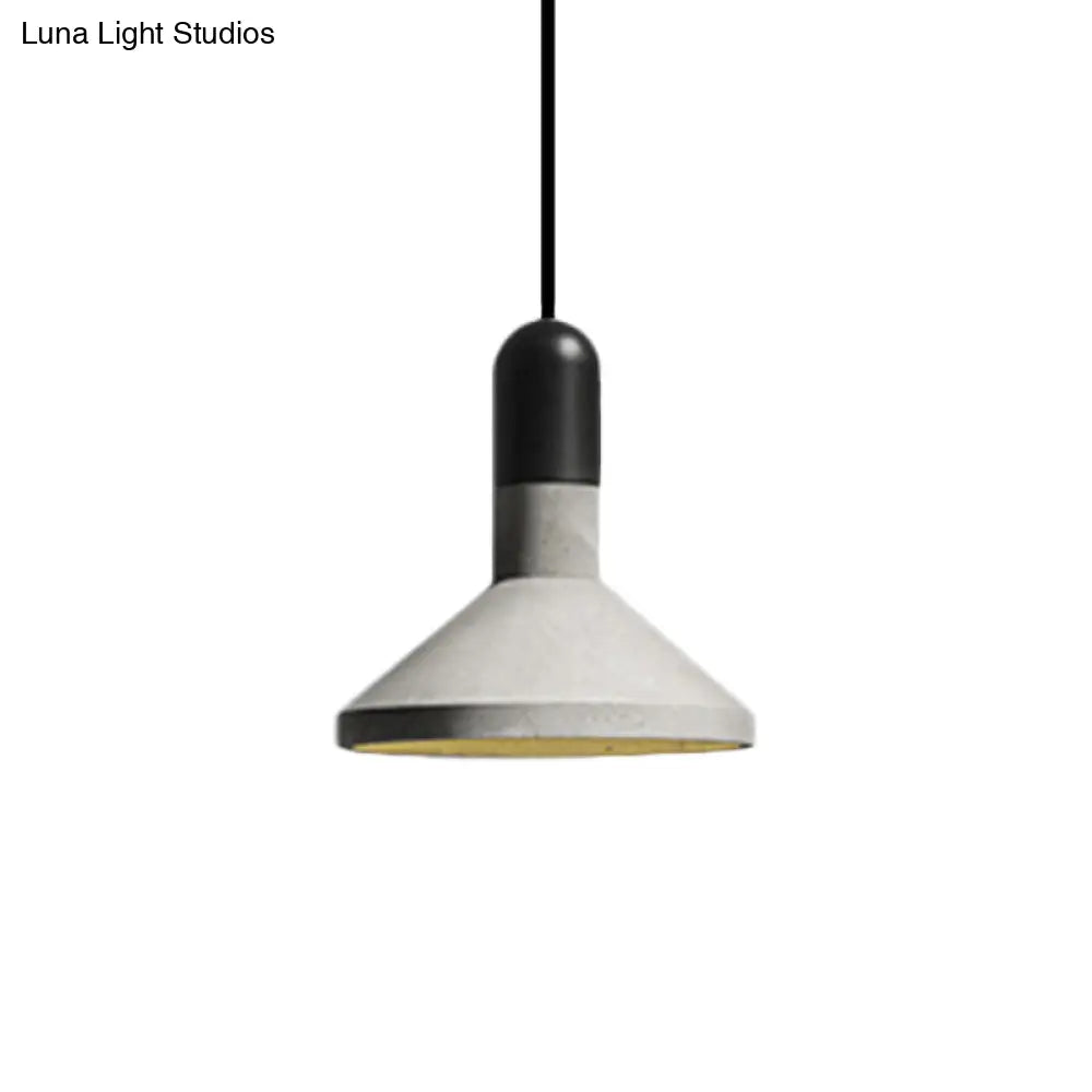 Loft Style Hanging Lamp With Cement Red/Black And Wood Finish - Perfect For Dining Table