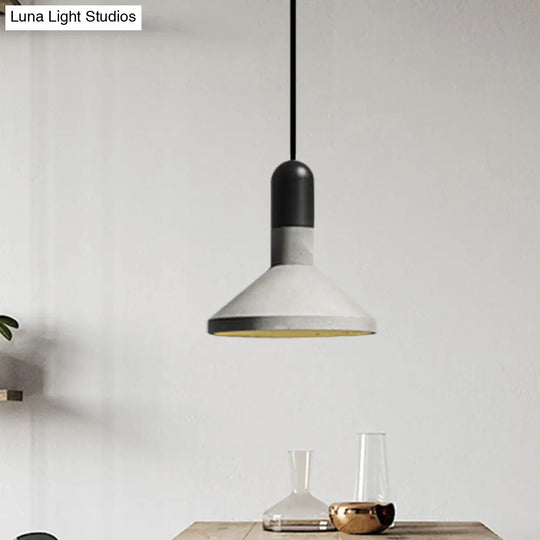 1-Light Cement Red/Black/Wood Hanging Lamp - Loft Style Pendant Ceiling Light For Dining Table