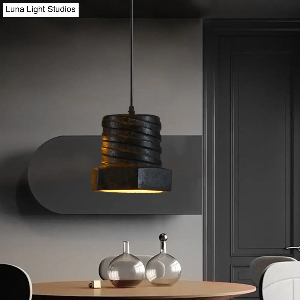 1-Light Ceramic Pendant Lamp In Black - Modern Hanging Light For Dining Room