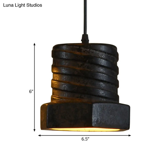 Black Ceramic Cylinder Pendant Lamp - 1-Light Hanging Light Kit For Dining Room