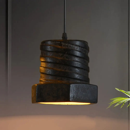1-Light Ceramic Pendant Lamp In Black - Modern Hanging Light For Dining Room / Cylinder