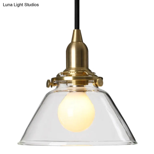 Clear Glass Cone Pendant Lamp - Industrial Minimalist Light Fixture For Living Room