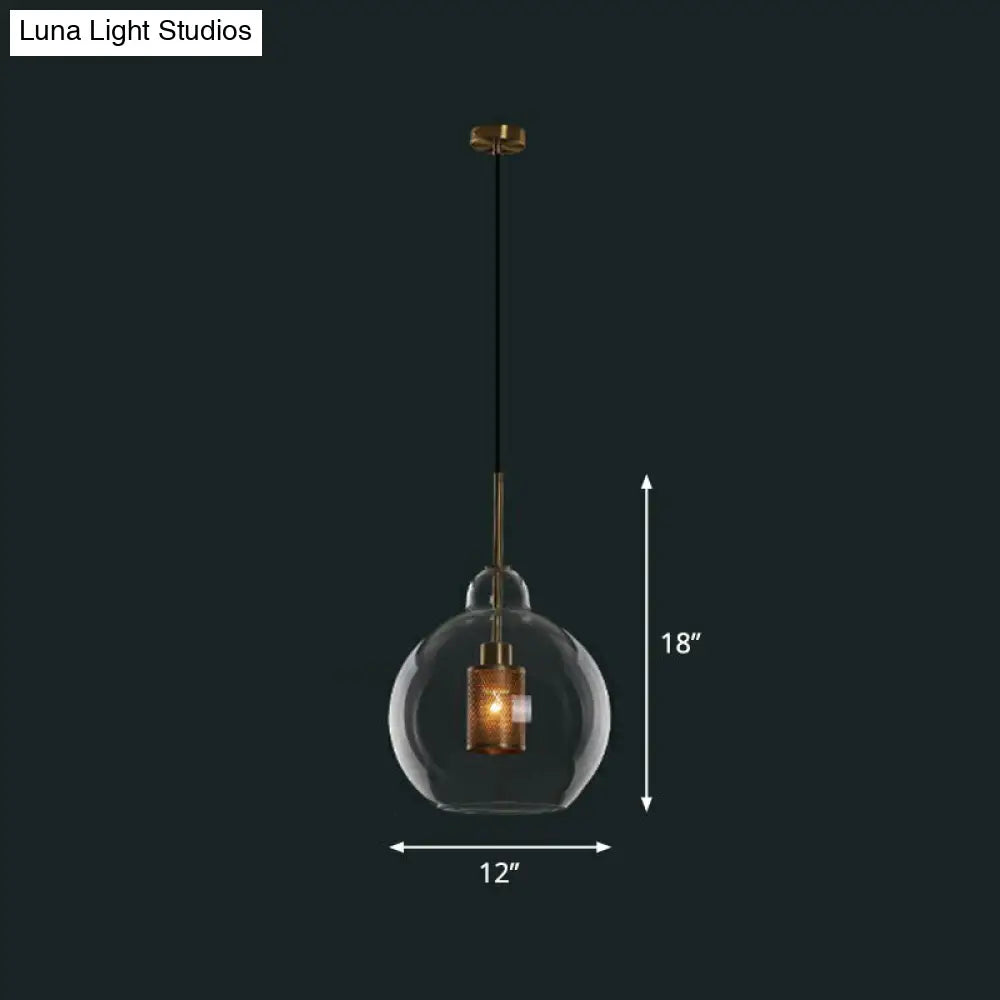 Sleek Hanging Restaurant Pendant Light Fixture - Clear Glass Shade Simplicity 1 Bulb / C